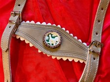 Trachten- Leder- HOSENTRÄGER in hellbraun für Lederhose. 55 cm lang, 18 cm breit