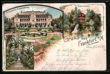 Lithographie Frankfurt-Westend, Palmengarten Gesellschaftshaus, Schweizerhaus,  