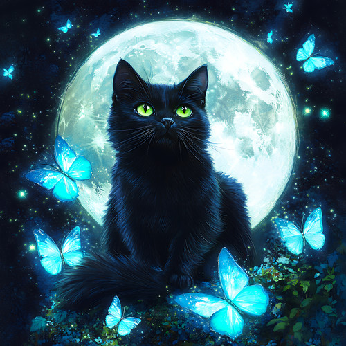Wandbild katze mond - wandbild,