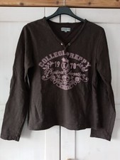 BLIND DATE - Shirt Oberteil Damen Gr. 40, Jersey Shirt Braun, lange Ärmel