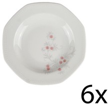 6er Set Schirnding Paris Blumendekor Rosa-Grau Suppenteller D 22,3 cm Porzellan 