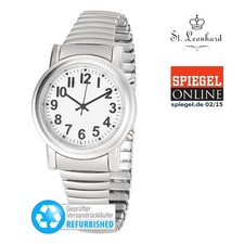 St. Leonhard Sprechende Seniorenuhr mit Funk & Solar, silber (Versandrückläufer)