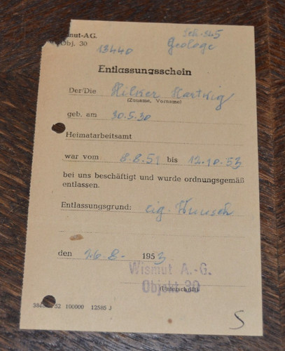 Entlassungsschein 1953 geologe - entlassungsschein,