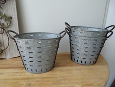 OB004 Kleiner Oliveneimer ~ Eisenkorb ~ Olivenkorb ~ olive bucket Zinkwanne OVAL