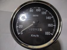 Tacho Speed indicator 180 km/h Smiths chrom mechanish beleuchtet 98mm Oldtimer