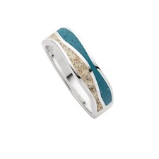 DUR Schmuck Ring WELLE Strandsand, blauer Steinsand, Silber 925/- rhod. (R5848)