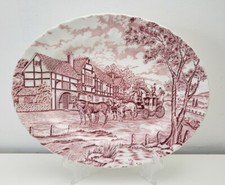 Crown Clarence England Pferdekutsche rot oval Servierplatte
