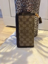 100 % original Gucci Portmonee Geldbörse groß Portmonee Canvas GG braun Gold