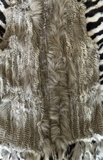 Pinksee Rabbit Echtfell Weste mit Fransen Damen In Grautönen Größe L Neu