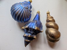 Weihnachtsdeko Weihnachtsschmuck Muscheln Schnecke blau goldf. Baumschmuck Glas