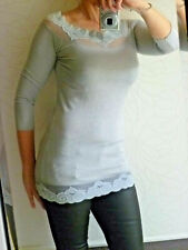 Made in Italy:sexy Shirt Tunika Carmen Mini Kleid Top Spitze 34/36 XS-S - Neu