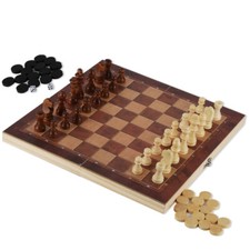 Schachspiel Schach aus Holz Schachtisch Spielbrett 29*29CM Schach-Set 3 in1