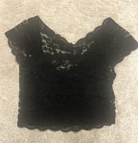 Schwarzes spitzen crop top - spitzen,