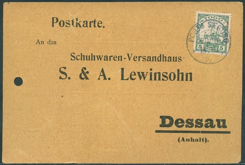 Togo 1910 bestellkarte porto - bestellkarte,