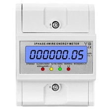 LCD Drehstromzähler Stromzähler 3 Phasen 4 Draht 100A Geeicht Für Din Hutschiene