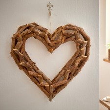 Herzhänger "Rattan", ca. Ø 40 cm Anhänger Dekoration Natur Geflecht Herz