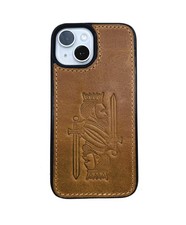 A-Minus-Ware Echtleder Handyhülle iPhone 13, 15 & 15 Pro MagSafe König Prägung