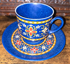 Vintage Winterling West Germany Bavaria Kobaltblau Blumen Gobelin Tasse & Untertasse