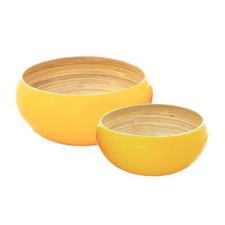 Bourgh Bambus Schüssel Set Ø 26 und 23 cm, rund gelb als Obst Salat Gemüseschale