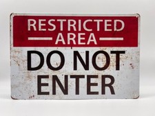 Blechschild Restricted Area 20x30cm Nostalgie Retro Reklame Vintage Geschenk