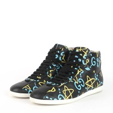 Auth Gucci Graffiti Stars Neon High Top Sneaker Gr. 37,5 UK 4,5 US 6,5 JP 23,5cm