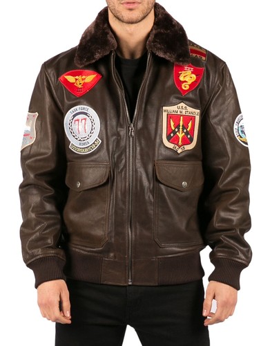 Herren lederjacke bomber - herren, us