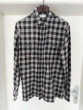 Saint Laurent Herren Flannel-Hemd, XL, Grau-kariert