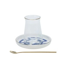 Bricard Ottomans 02 Teeglas-Set mit Keramik-Untersetzern – 18-teilig Blau