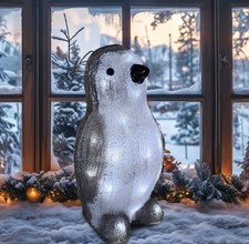 XL Pinguin 30 cm ACRYL Glas LED Deko Figur Garten Leuchtfigur Weihnachten