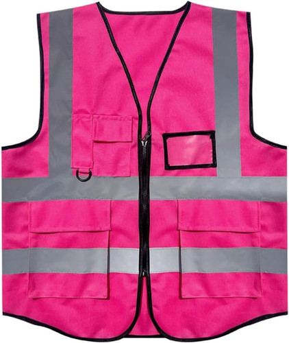Warnweste erwachsene pink mit - erwachsene,