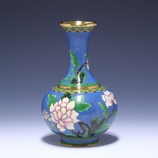 Cloisonné Vase mit Blumendekor - China 20. Jh. - 22,7 cm