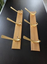 Garderobenleiste  Teakholz Aluminium Haken Wandgarderobe Kleiderhaken 50er 60er 