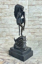 Hautfarben Godard Indianer Mädchen Krieger Messingskulptur Statue Unterzeichnet