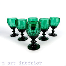 6x Südweinglas, Weinglas, Römer-Glas, Grün mit Facetten ? Biedermeier um 1850