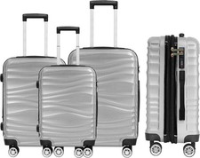 DMS® 3tlg Hartschalenkofferset Reisekoffer Schloss ABS-Hartschale Silber