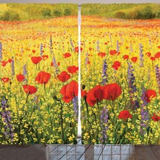 Blume Rustikale Gardine Feld mit Mohnblumen Farm