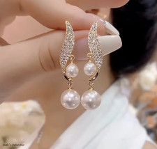 Ohrringe Ohrstecker Ohrschmuck Perlen Strass Silber Gold Damen 2 Stück Paar GOLD