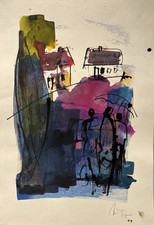 Landschaft Zeichnung Gouache