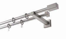 Gardinenstange 2-läufig 1,6 m Holz chrom matt Garesa Quader "Cubus" (399) 