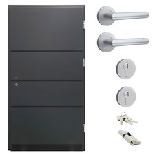 Ausstellungstür #LM05 Haustür Anthrazit Sicherheitstür DS92 DIN Rechts 110x210cm