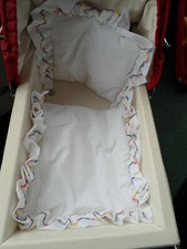 Puppenwagen-Set Decke und Kissen groß NEU 54 x 45 cm / 48 x 36cm mit Rüsche weiß