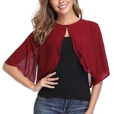 Damen Chiffon Bolero Festlich Shrug Kurze Jäckchen Bolerojacke Schulterjacke )
