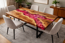 Live Edge Esstisch Rosa