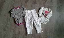 Set Hose Bodys Langarm, Mädchen, Topomini, H&M, Gr. 68, weiß, pink, top!
