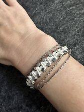 Fossil stufenlos verstellbares Stoff Armband mit Steel-Würfeln Weiß/Silber
