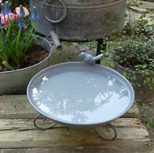 Vogeltränke Metall grau rund