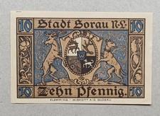 Notgeld Stadt Sorau in der Niederlausitz 10Pf 1921, heute Żary / Polen