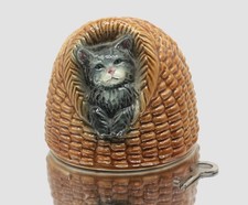 Alte SPARDOSE GOEBEL West Germany FIGUR KATZE im KORB Sparbüchse mit Schlüssel