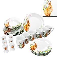 30tlg Kombiservice Osterfreude Eierbecher Becher Teller Hase Porzellan