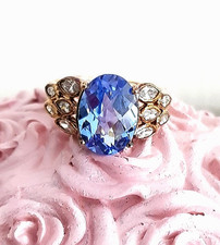 Damenring 925er Silber vergoldet Gr. 20/63 großer Stein 14 mm vergoldeter Ring